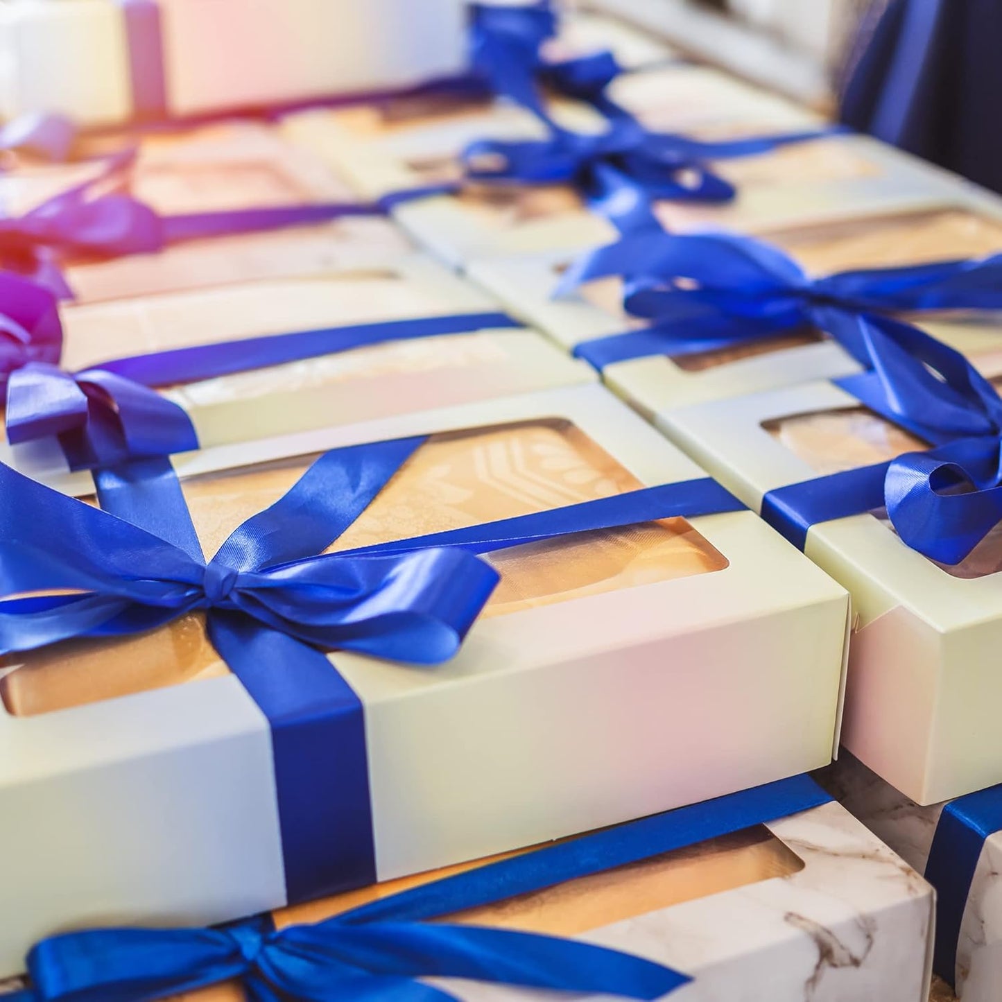 LIUYAXI Blue Double Faced Satin Ribbon, 1" X Continuous 25 Yards, Ribbons Perfect for Gift Wrapping Wedding Bouquet Decor DIY Craft Bow Making & Other Projects