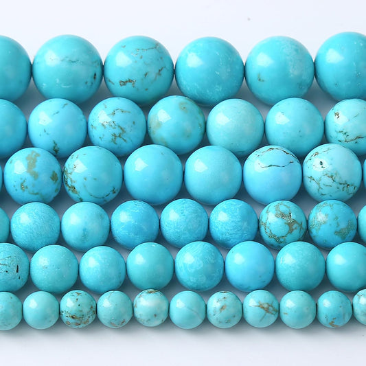 6MM Natural Turquoise Gemstone Beads Blue Stone Round Loose Beads for Jewelry Making Bracelet 120pcs 2 Strands 32"