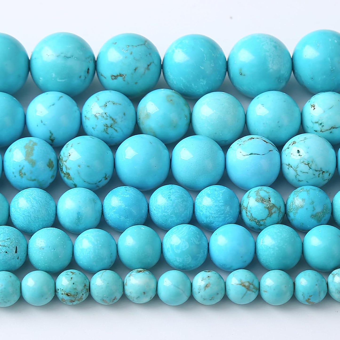 8MM Natural Turquoise Gemstone Beads Blue Stone Round Loose Beads for Jewelry Making Bracelet 90pcs 2 Strands 32"