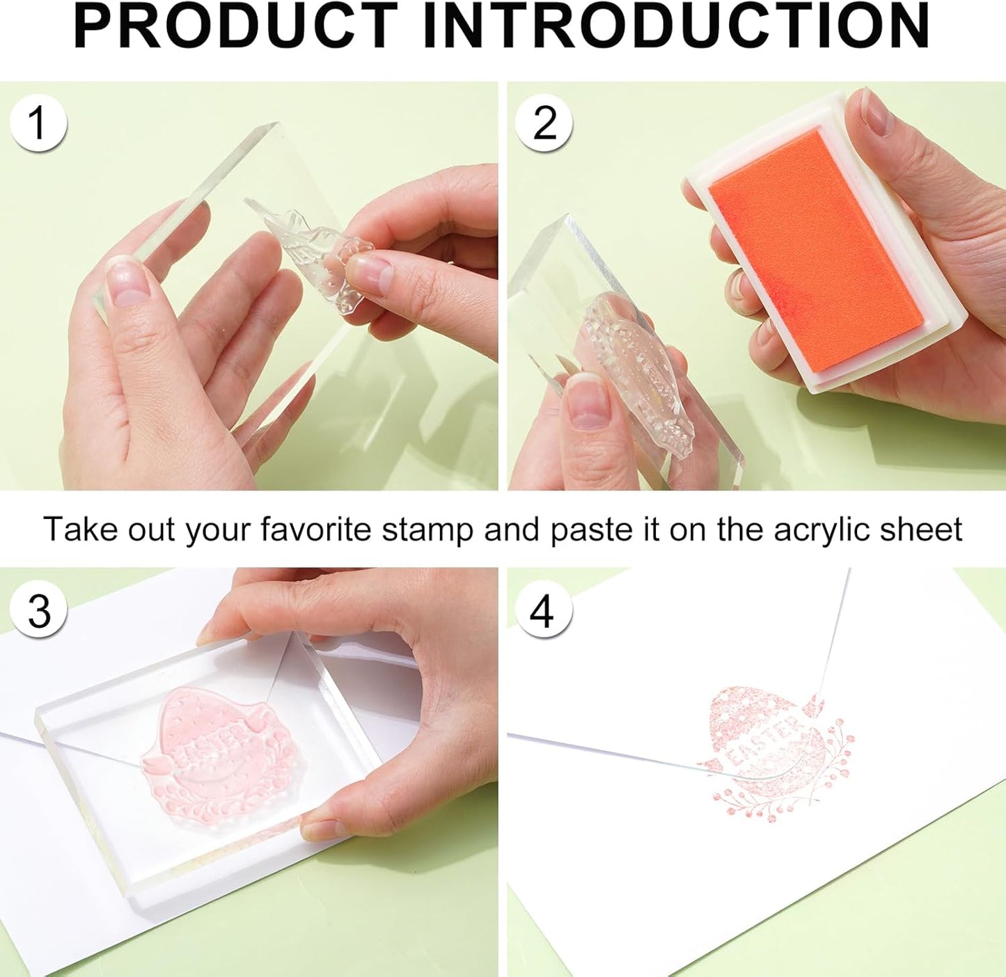 Whaline 5 Sheet Easter Clear Stamps Bunny Rabbit Egg Gnome Words Silicone Transparent Stamps Border Rubber Stamp Cards for DIY Crafts Card Making Scrapbooking Album Supplies