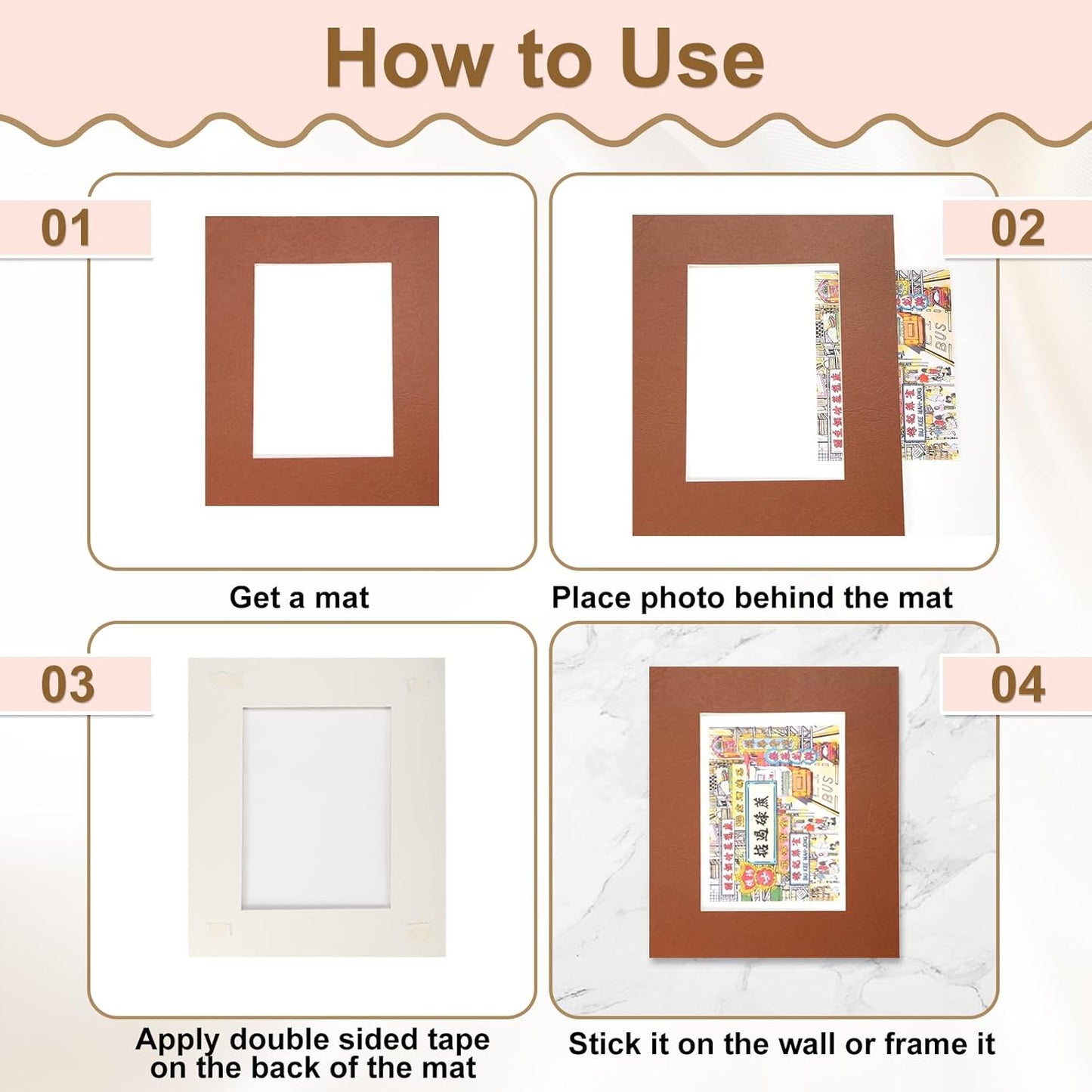 uxcell Picture Mats, 8 x 10 Mat Board Center for 5 x 7 Pictures Acid Free White Core Bevel Cut Frame Mattes with Backing for Display Art Measuring, White