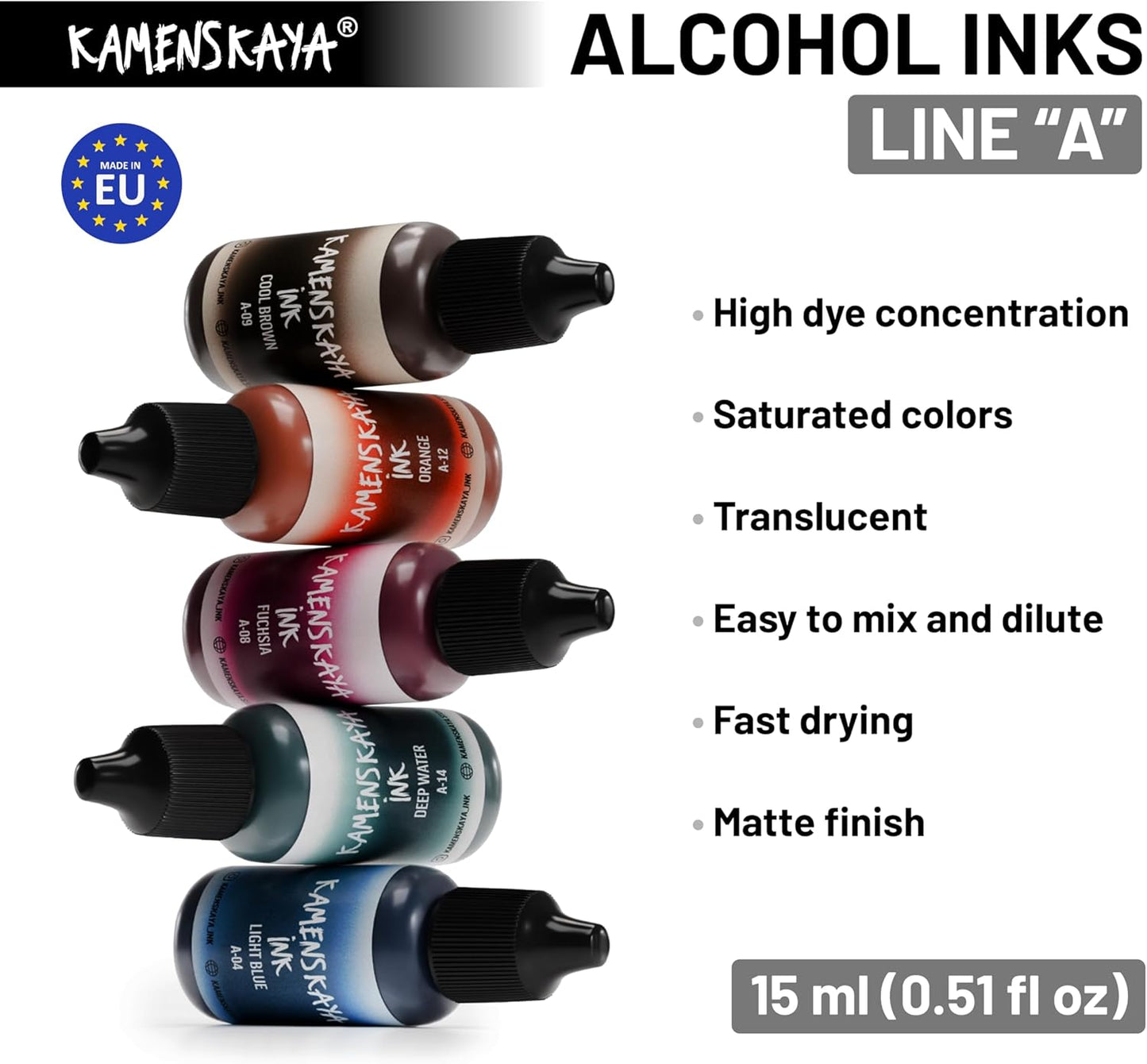 Alcohol Ink Set #9: Matched Color Combination of Alcohol Inks, 4 pcs. 0.51 fl oz (15 ml) Each