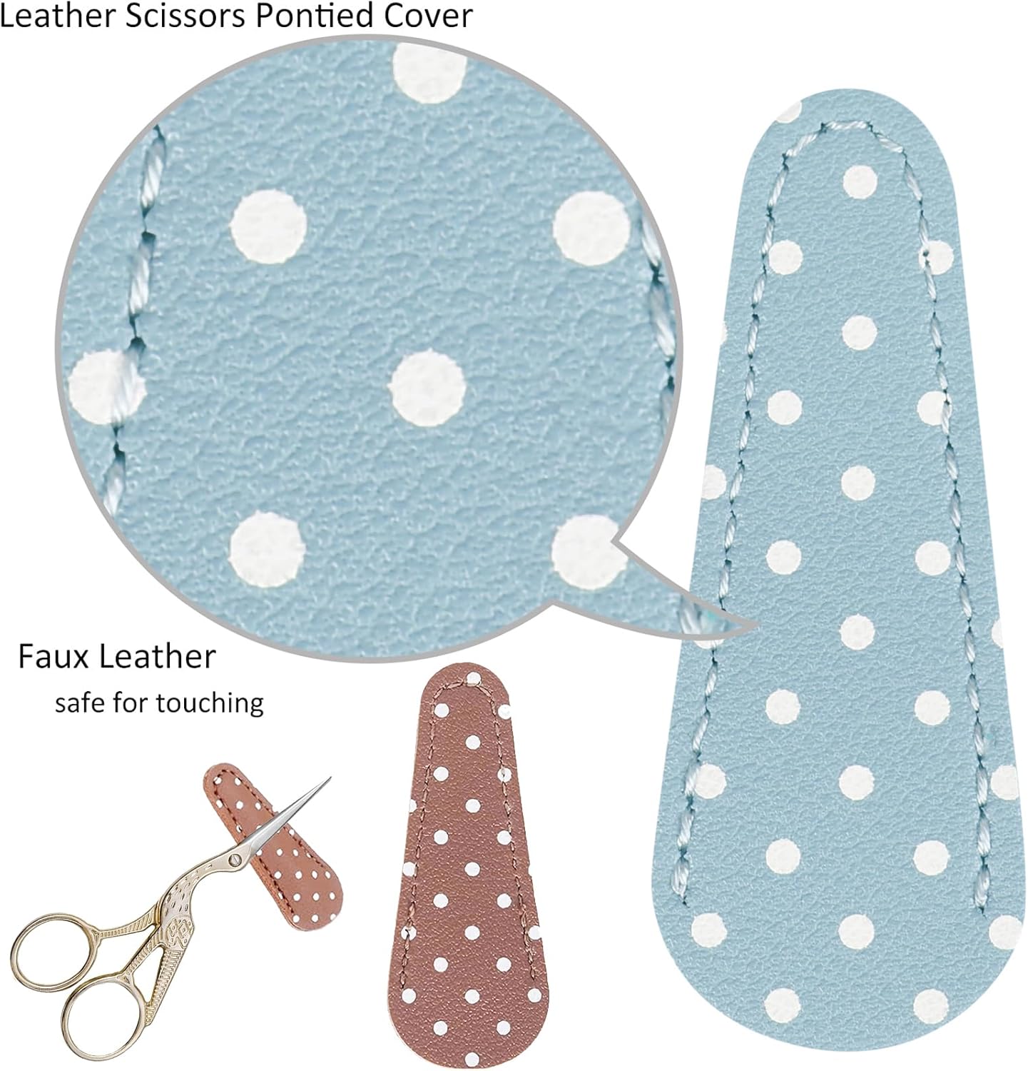 BIHRTC Stork Scissors with Leather Cover Stainless Steel Crane Design Sewing Embroidery Household Scissors for Sewing Crafting Art Work Threading Needlework Knitting