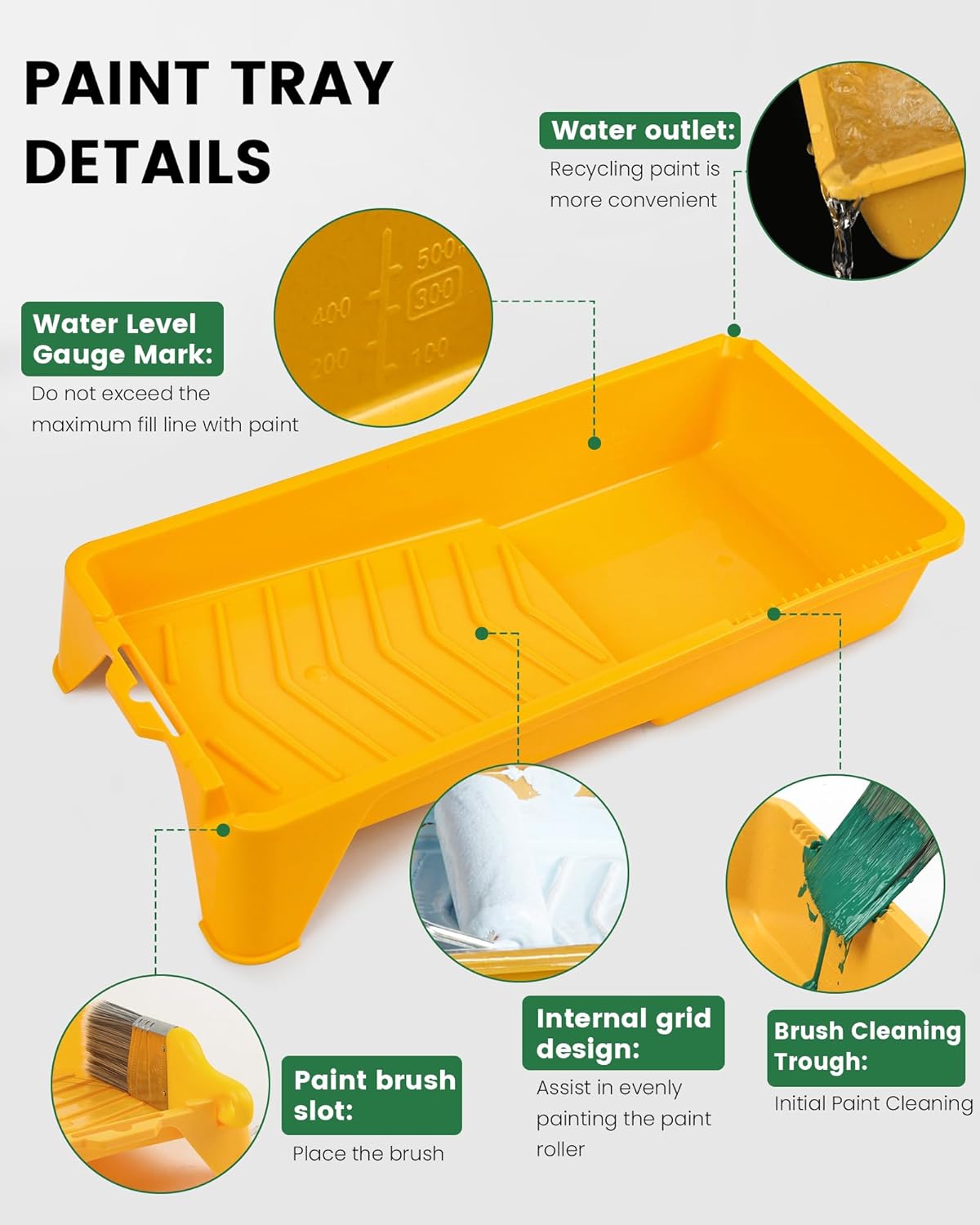 Voomey 4 Inch Paint Roller Tray - 24 Pack Plastic Liners & 1x Roller Frame, 4" Paint Tray Set, for Home Decor, Walls and Furniture Painting