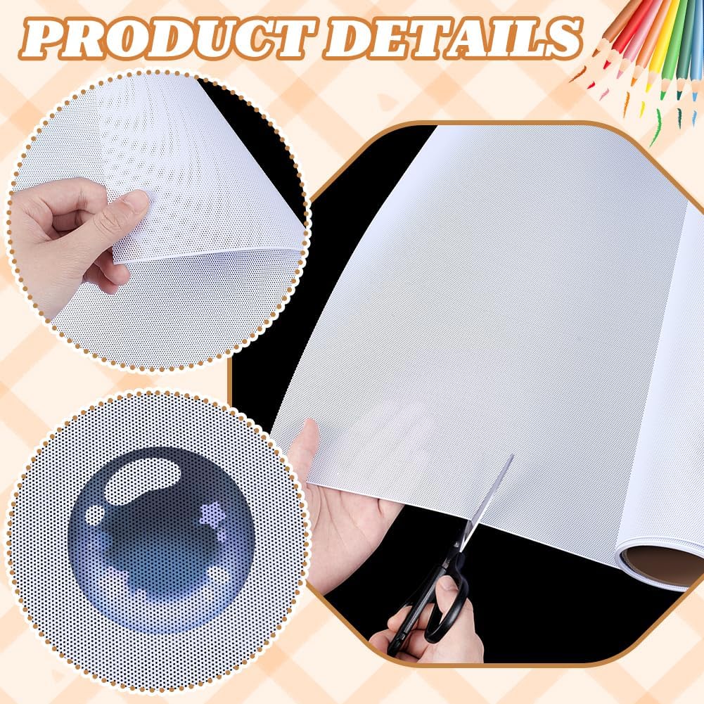 Fursuit Eye Mesh 78.74x15.74inch White Waterproof PVC Plastic Mesh 0.45mm Thick Printable Fabric Meshs for Furry Cosplay, Props, Fursuits, Craft Making Home Decor Hole: 0.8mm