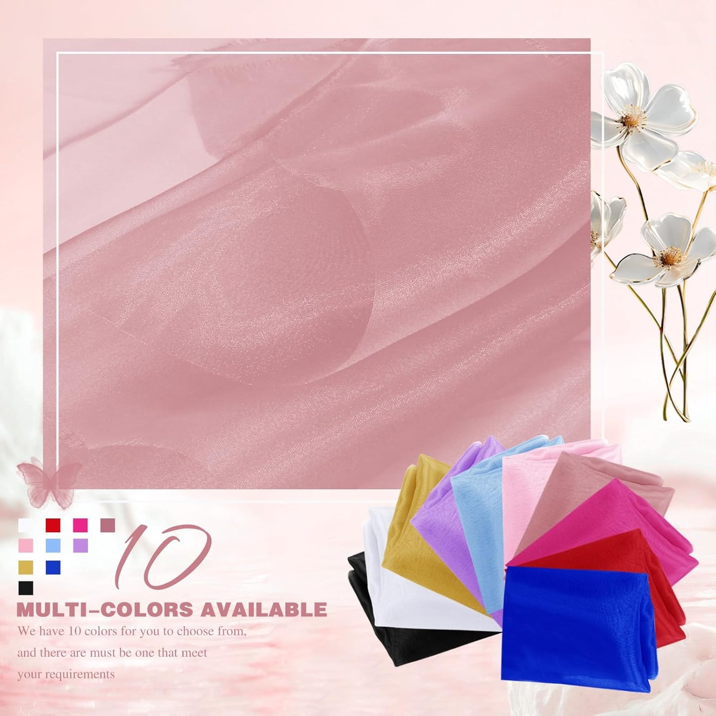 VACVELT Sheer Organza Fabric by The Yard, 60 Inch Wide Rose Gold Organza Fabric Bolt Bridal Sheer Tulle Fabric, Silk Organza Fabric Roll for Wedding Party Decorations Backdrop Curtain (2 Yards)