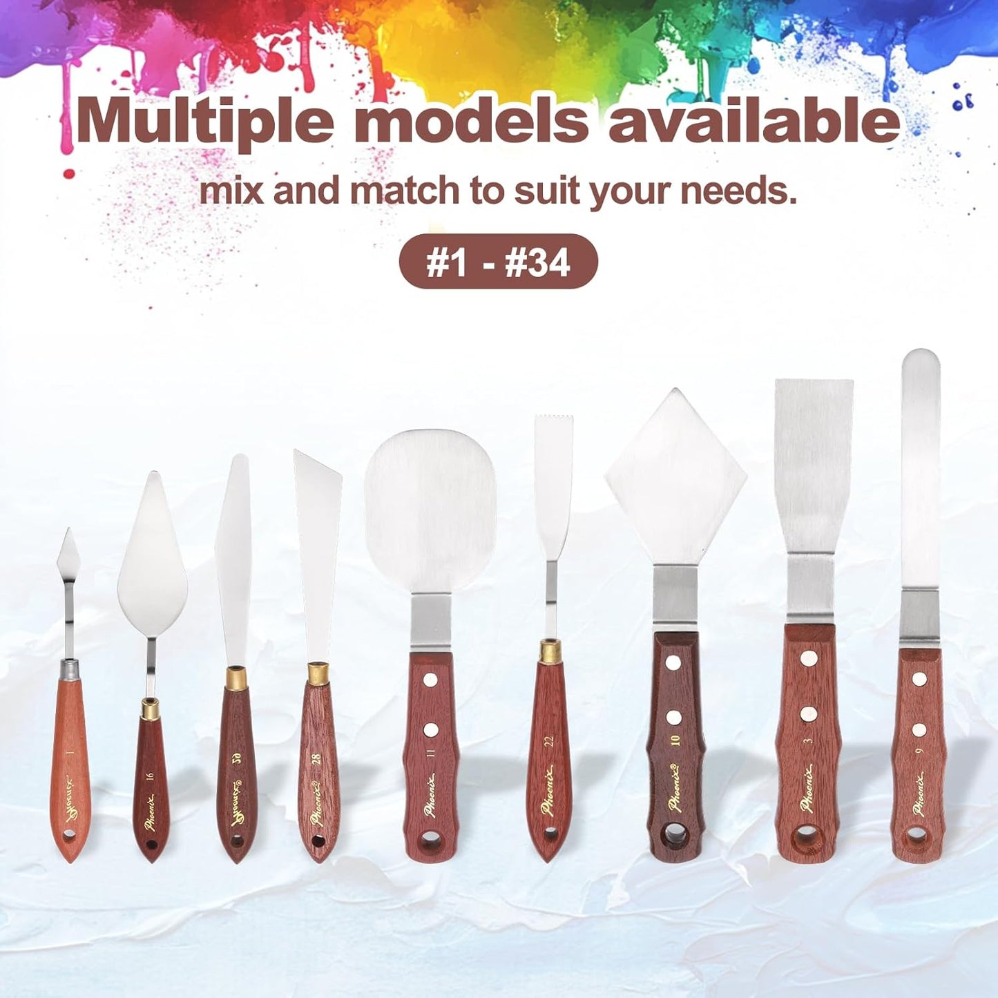 MECCANIXITY Pack of 1 Palette Knife No.1, 6.9" Long Palette Knives with Stainless Steel Flexible Spatula Pallet Knife and Wood Handle for Scraping, Mixing, Oil Acrylic Painting Canvas