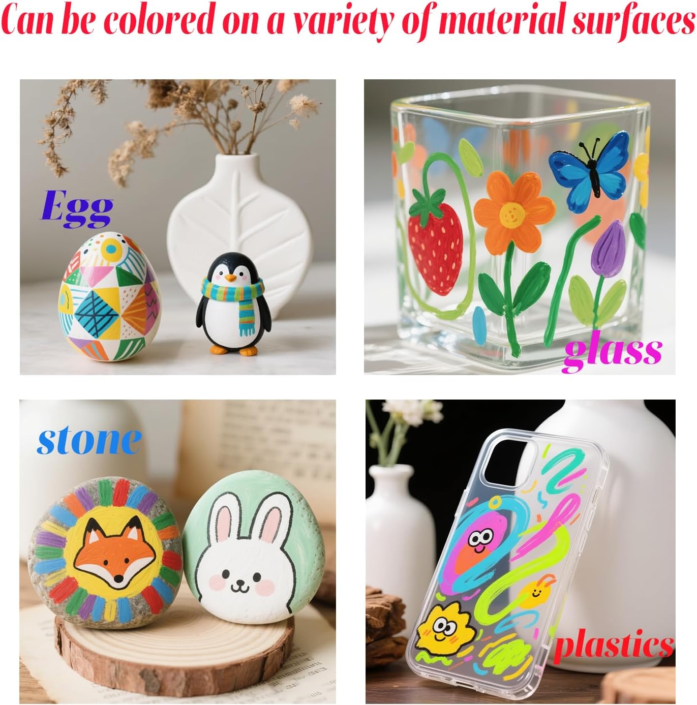 Acrylic Paint Markers Pens, 48 Vivid Colors Acrylic Markers Set,Direct Liquid Type, Stackable Color, Odorless Soft Head，Markers for School，Tooli Art ，Fabric & Creative Crafts (48)