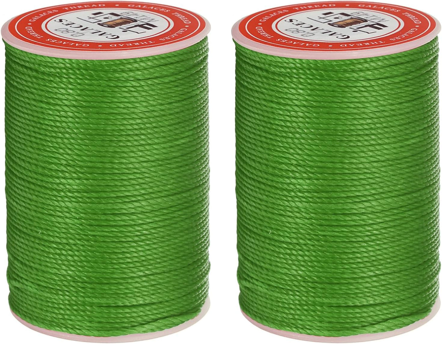 uxcell Round Leather Sewing Waxed Thread, 55m / 60 Yards Polyester Wax String, 0.80mm Wax Stitching Cord for Leather Crafts, Bookbinding, Bracelets Braided, Light Green, 2pcs