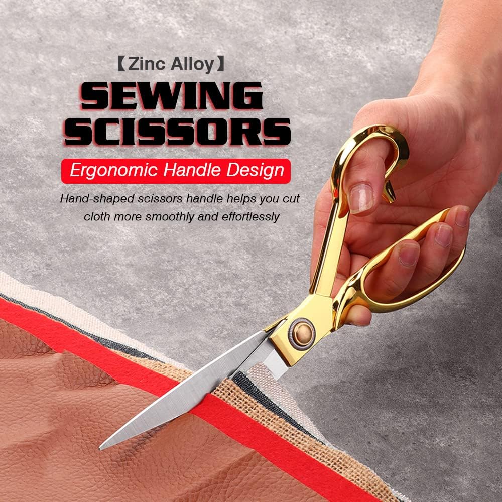 Professional Fabric Scissors，10" Sewing Scissors, Heavy Duty Shears for Fabric,Leather,Raw Materials,Dressingmaking,Upholstery Shears for Dressmakers Students Office Crafting
