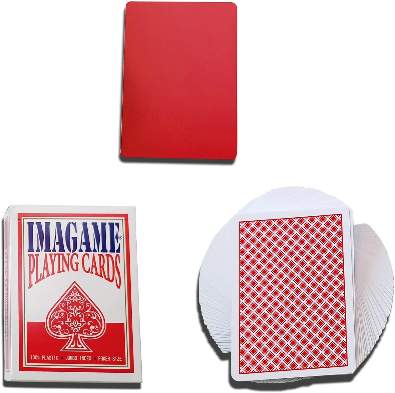 Plastic Playing Cards, Real Poker Size, Casino Quality, Jumbo Index, Exceptional Handing, Waterproof & Washable, Perfect for Texas Hold’em Poker, 1 Red Deck