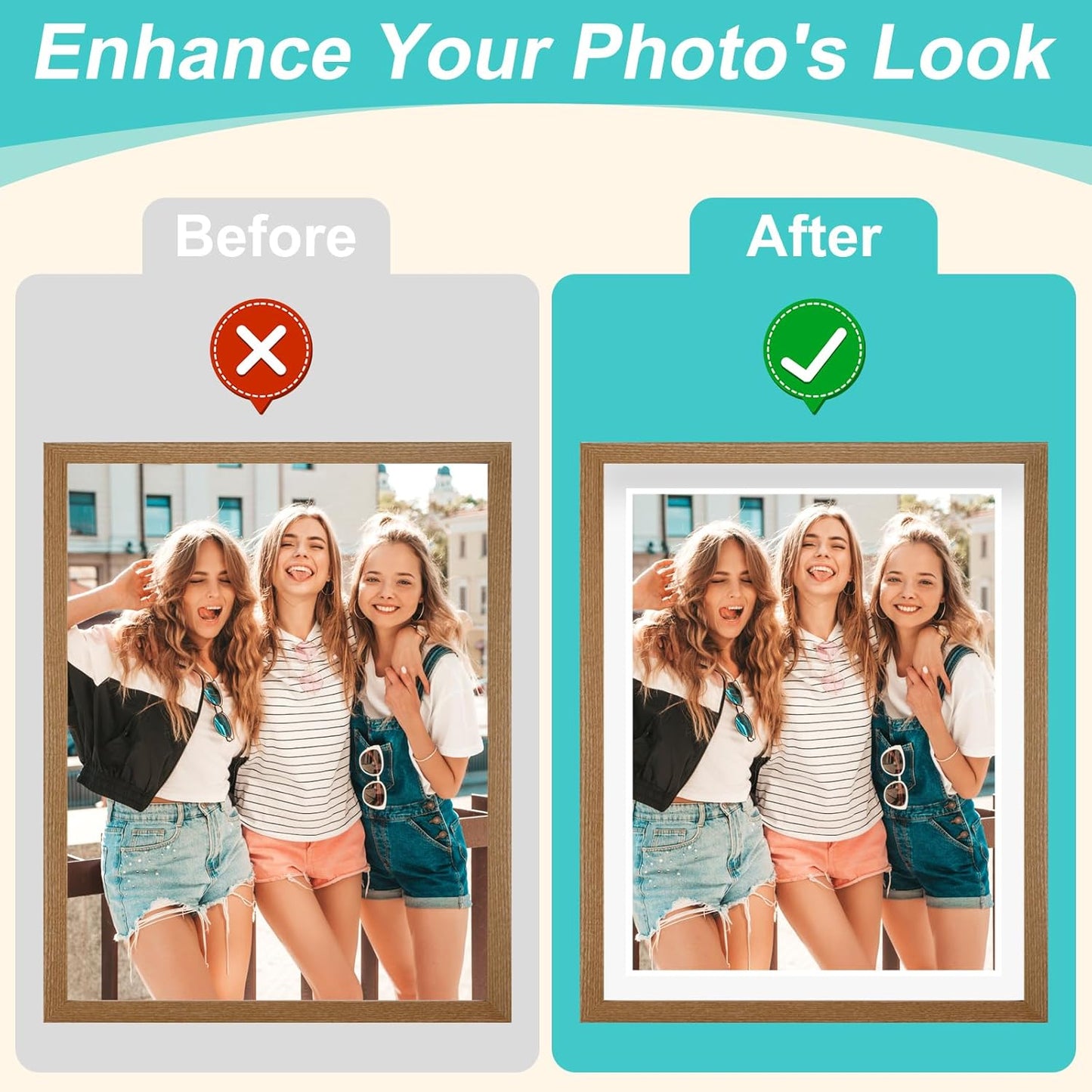 Phinus 8 Pack Picture Mats for Frames, Acid Free 11x14 Matted to 8x10, Picture Frame Mats for Pictures, Watercolor, Artwork and Prints (White)