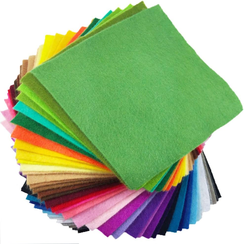 flic-flac 42pcs1.4mm Thick Soft Felt Fabric Sheet Assorted Color Felt Pack DIY Craft Sewing Squares Nonwoven Patchwork (20cm * 20cm)