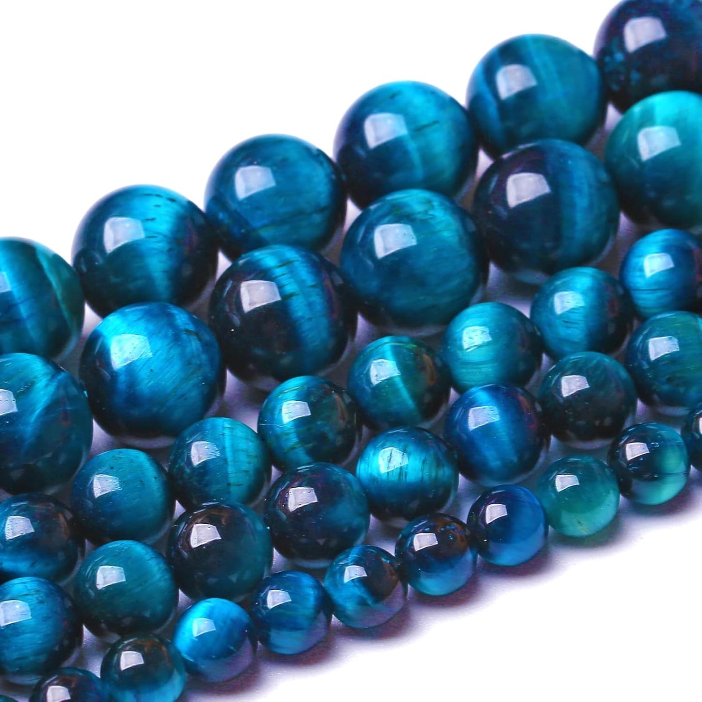 12MM 32pcs Natural Royal Blue Tiger Eye Stone Energy Healing Beads Round Loose Beads for Jewelry Making Bracelet 1 Strands 15"