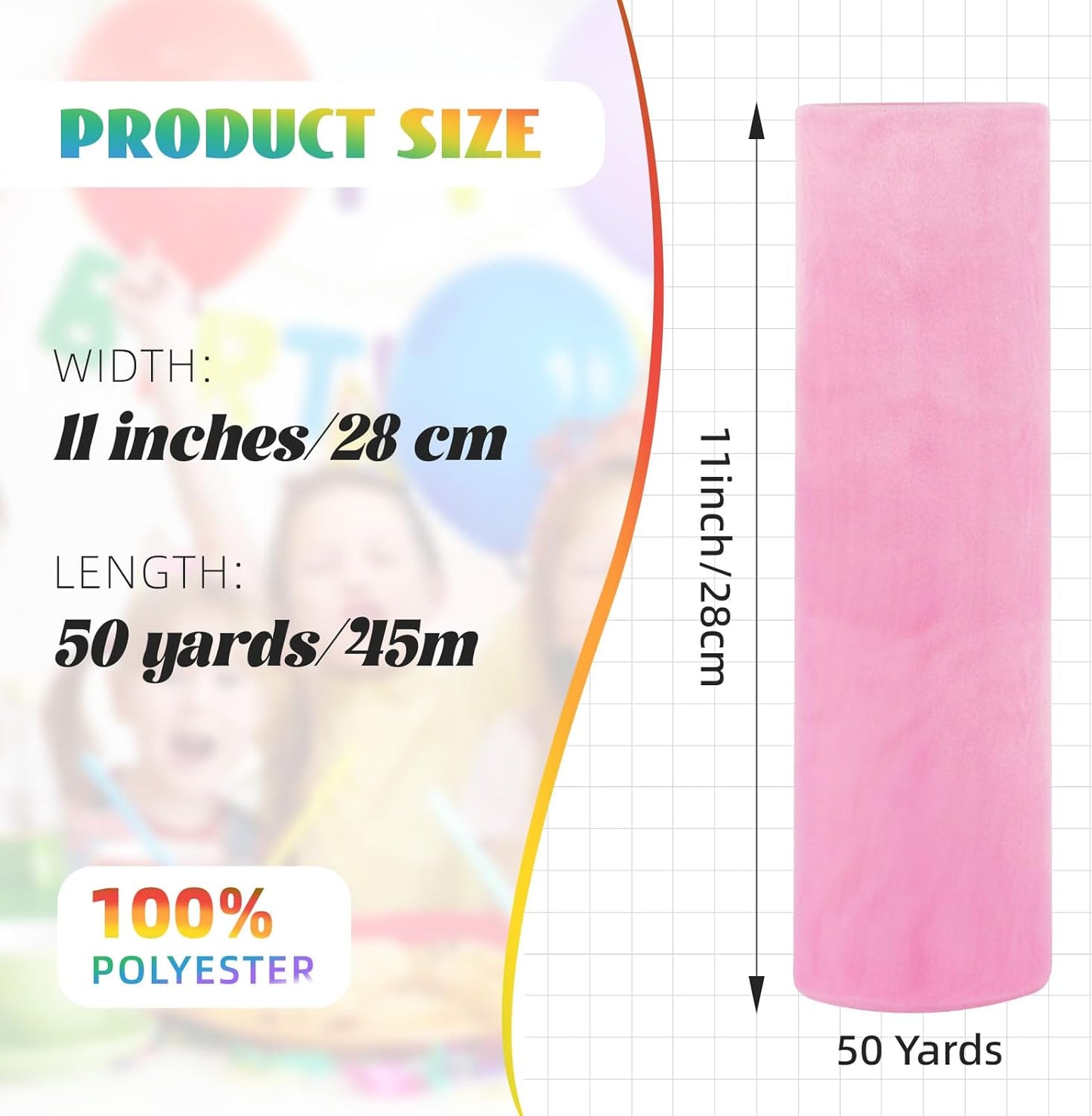 Crystal Organza Fabric Tulle 11 Inch by 50 Yards Sheer Tulle Rolls for DIY Craft Wedding Party Baby Shower Decor Gift Wrapping Party Supplies (Light Pink)