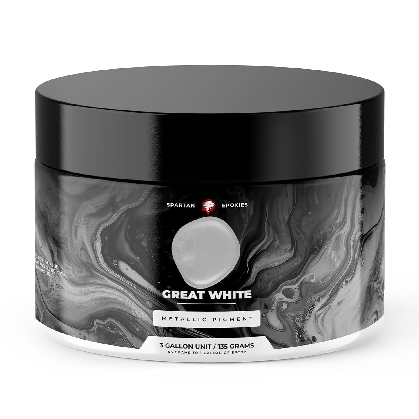 Spartan Epoxies Metallic Pigment Powder for Epoxy - 30 Unique Colors, 4oz for 1 Gallon and 12oz for 3 Gallons of Clear Epoxy, Made in the USA (Great White, 12oz (135 Grams))