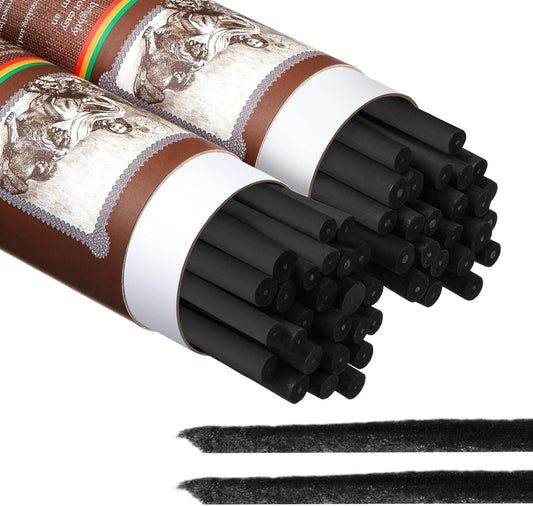 Gueevin 50 Pcs Willow Charcoal Sticks, Willow Charcoal, Artists, Beginners, Students, Perfect for Sketching, Drawing, Shading, and Fine Art Christmas Gifts for Art (7-9mm)