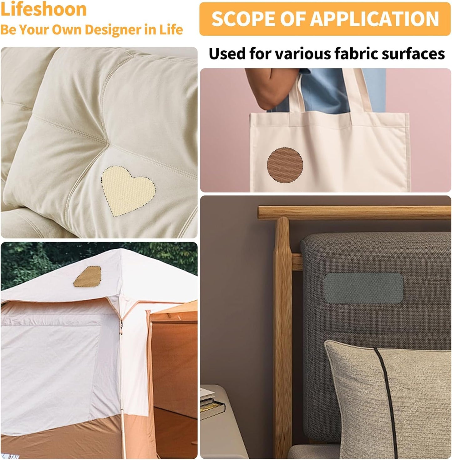 Fabric Repair Patches, 17X158 Inch Canvas Self-Adhesive Fabric Patches Tape Durable, DIY Large Canvas Repair for Sofa, Couches, Furniture, Chair, Clothing （17X158 Inch, Beige）