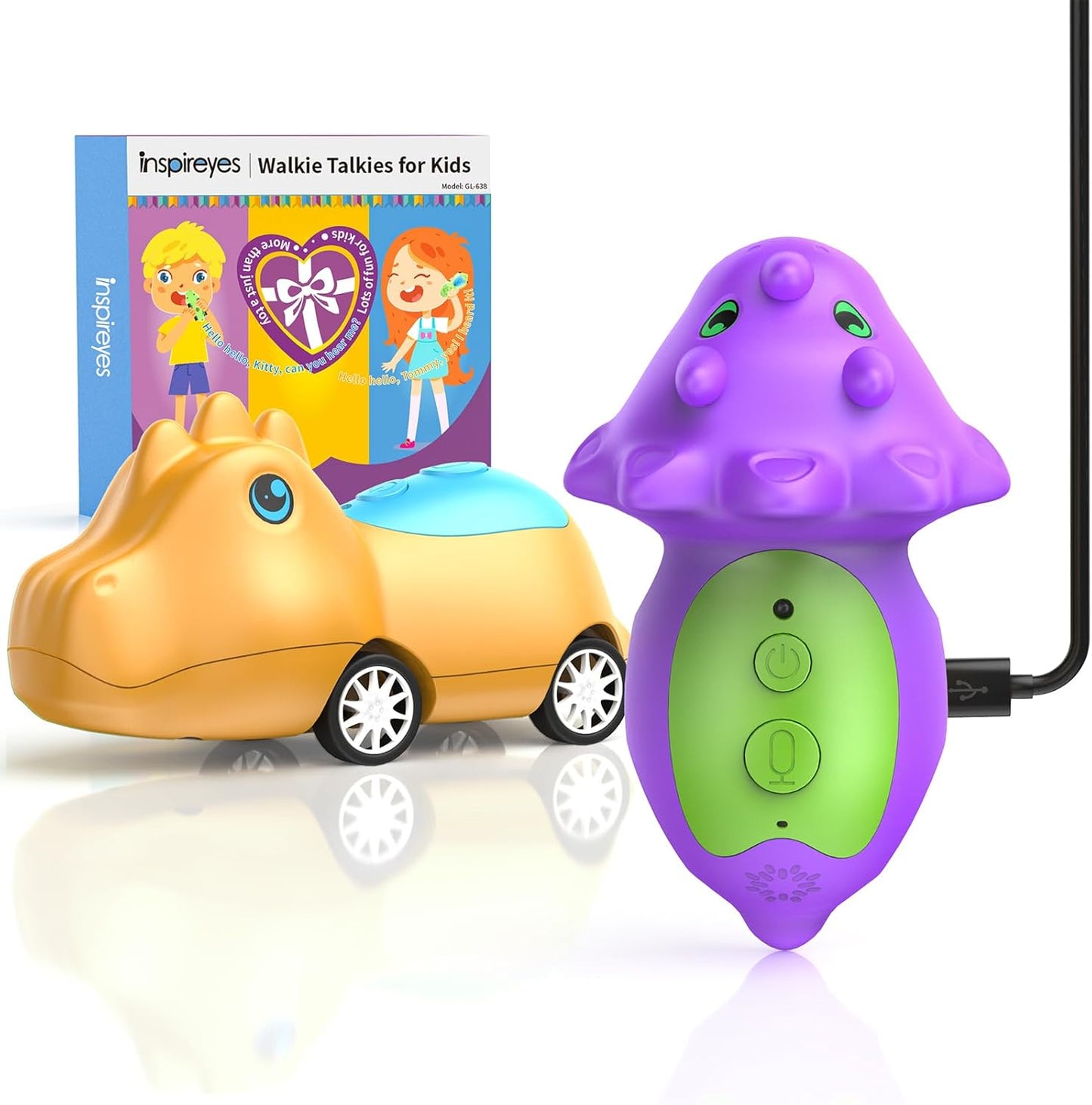 Dinosaur Walkie Talkies for Kids Rechargeable, Dino Toy Cars for Boys & Girls Ages 3-7, Crystal-Clear Audio, 48 Hours of Play, Fun Indoor & Backyard, Birthday Gift for Toddler, 2 Pack