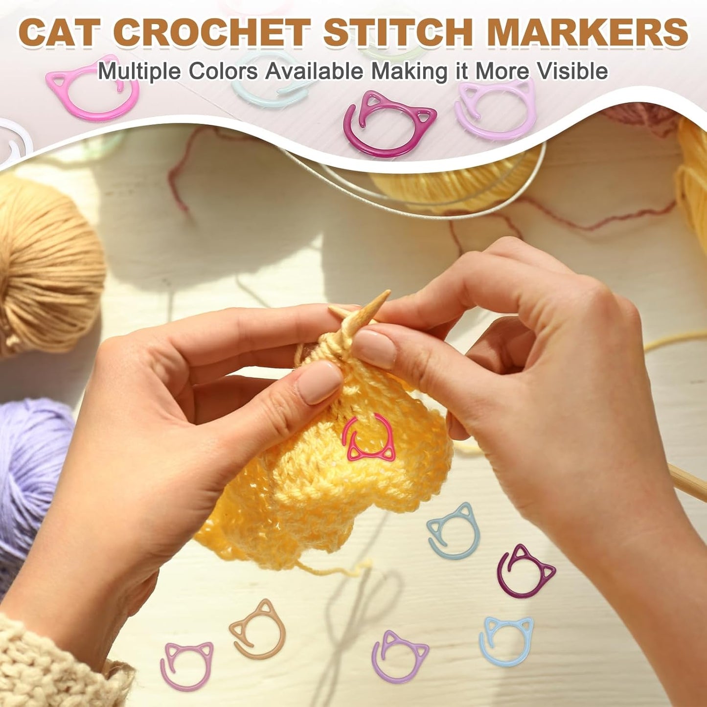 PATIKIL Cat Crochet Stitch Markers, 12 Pack Stitch Marker for Knitting Crocheting Supplies Cute Metal Spiral Knit Clip Ring Counters for Crochet Yarn DIY Crafts, Dusty Pink