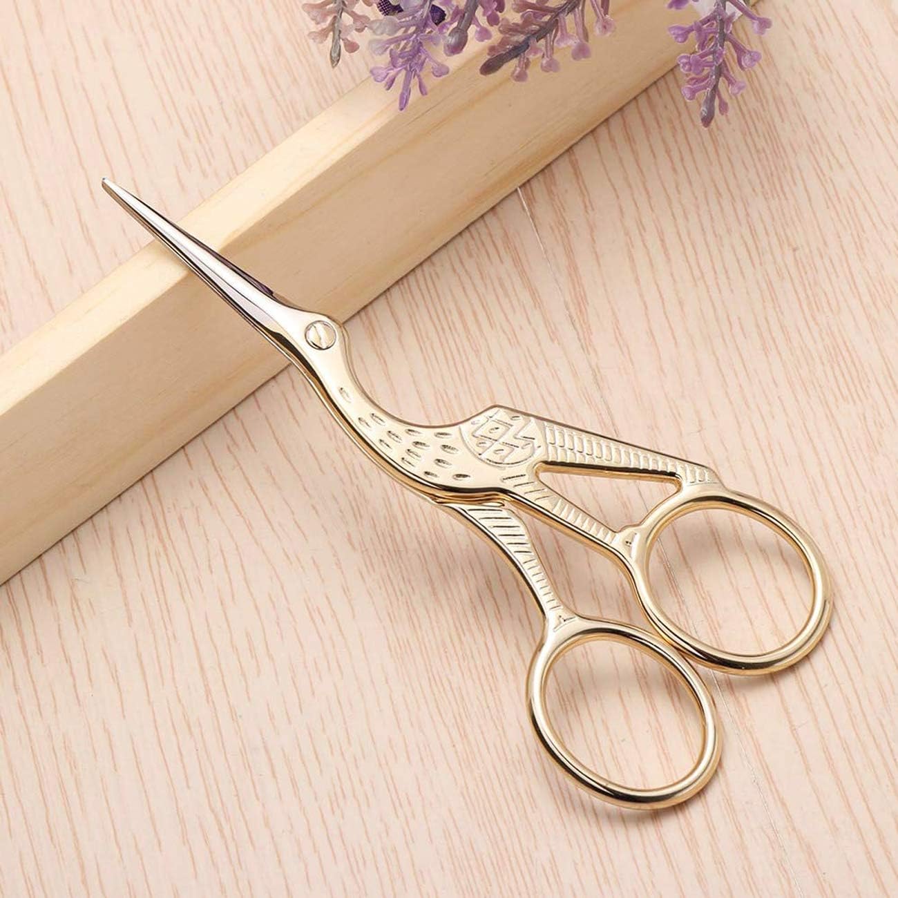 Vintage Stork Shape Sewing Scissors Stainless Steel Tailor Scissors Sharp Sewing Shears for Embroidery, Craft, Art Work & Everyday Use (4, Gold)