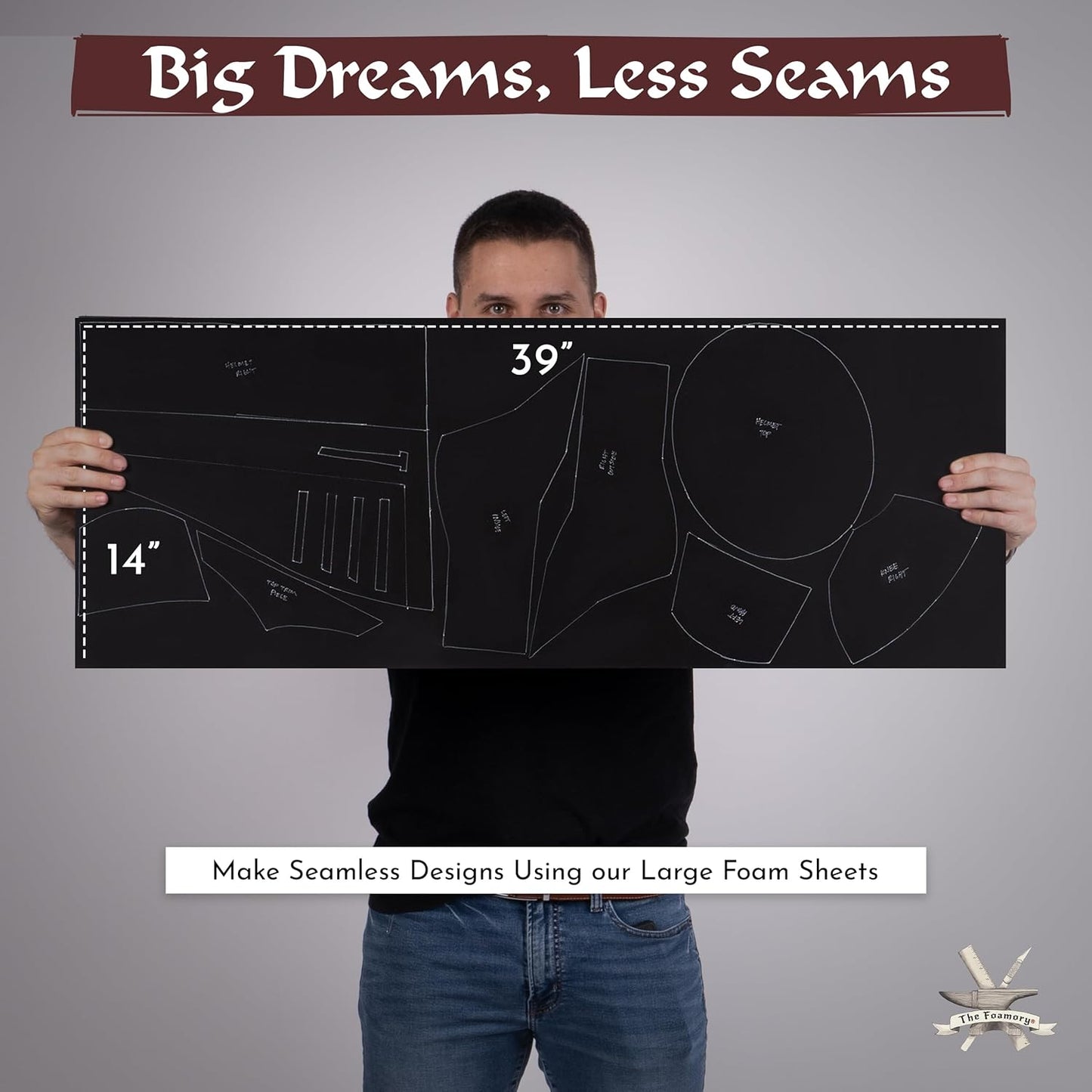 Shape Retention EVA Cosplay Foam 3mm (1mm-10mm) 14x39 inch Black or White High Density EVA Foam Sheets. Premium 85 kg/m3 Heat Shape Material for DIY Convention or Halloween Costumes by The Foamory