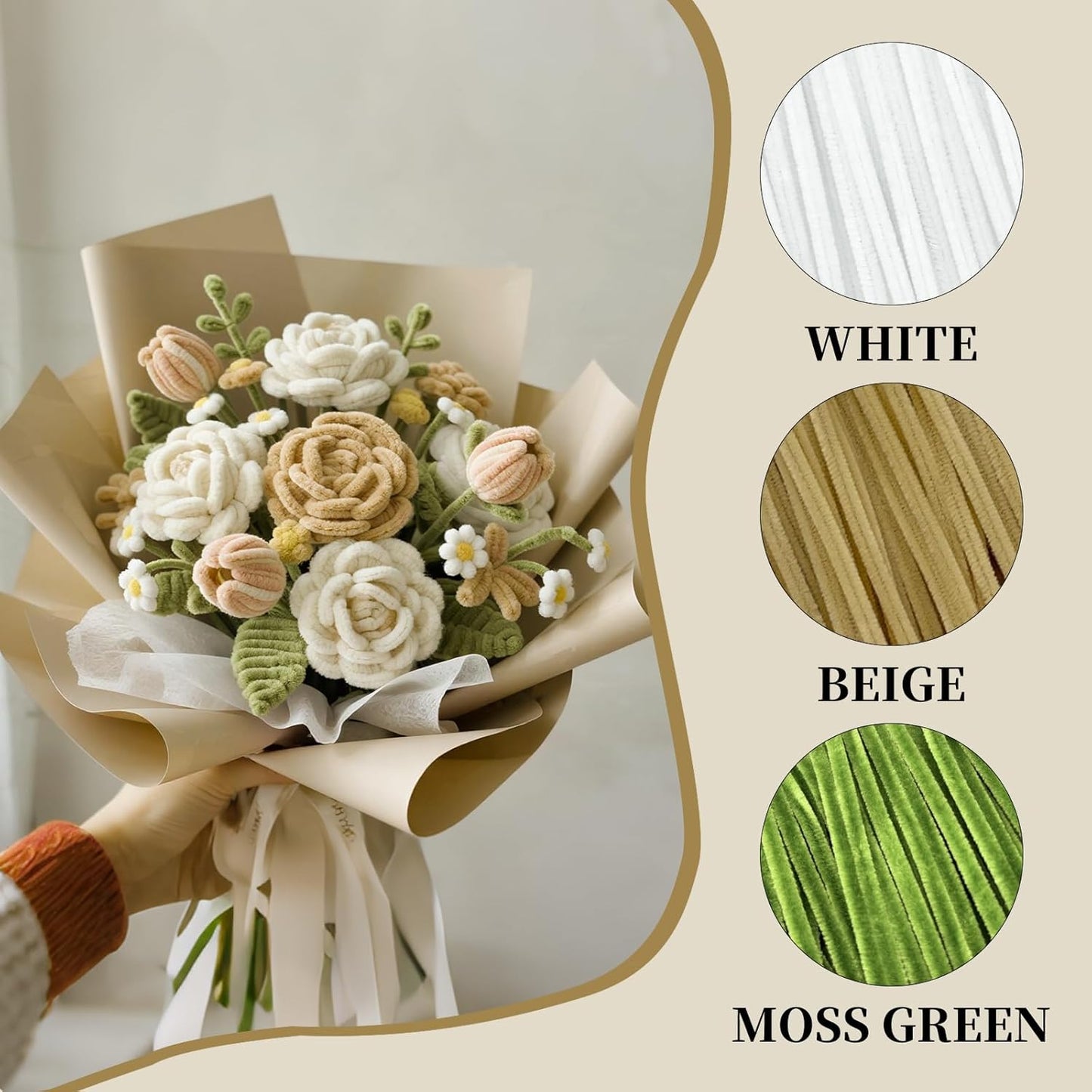 Beige Pipe Cleaners,Arts & Crafts 200pcs Chenille Stems,Pipe Cleaner Crafts for Girls 8-12,Christmas Gifts,DIY Decor Ccrafts for Adults,Art and Craft Supplies, Arts and Crafts,Limpia Pipas