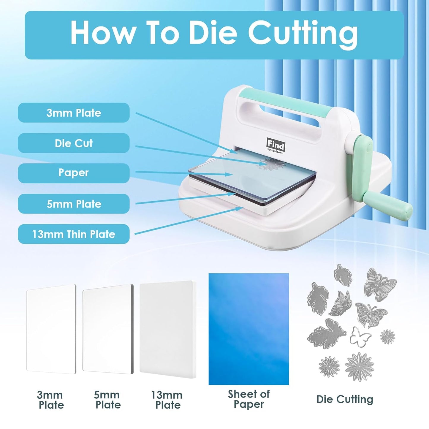 Manual Die Cutting Machine,Embossing Machine for Card Making Crafting, 6" Openning(Gift Box)