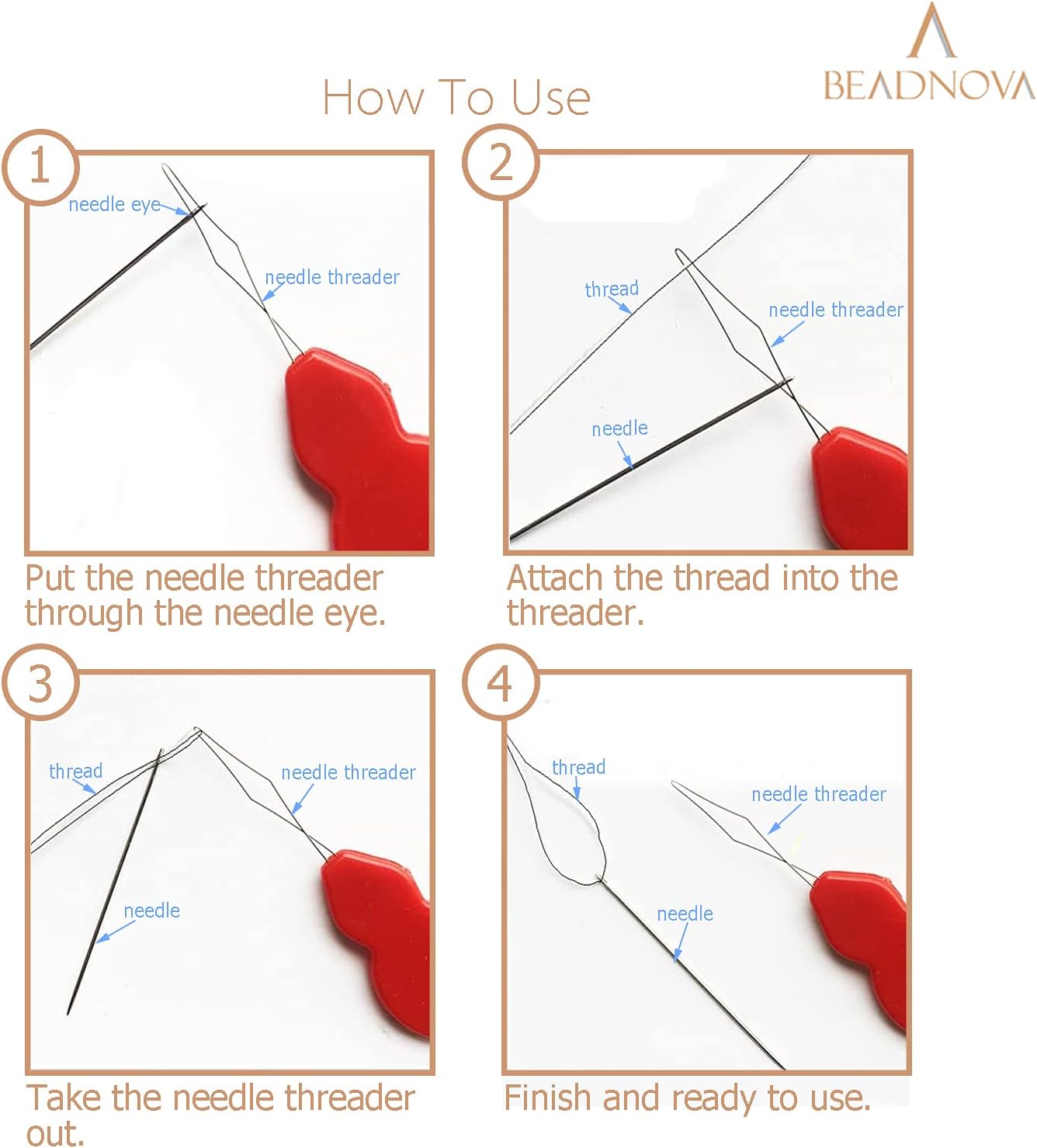 BEADNOVA Needle Threaders 20pcs Plastic Sewing Needle Threader for Sewing Small Eye Embroidery Craft Knitting Quilting (20pcs, Mix Colors)