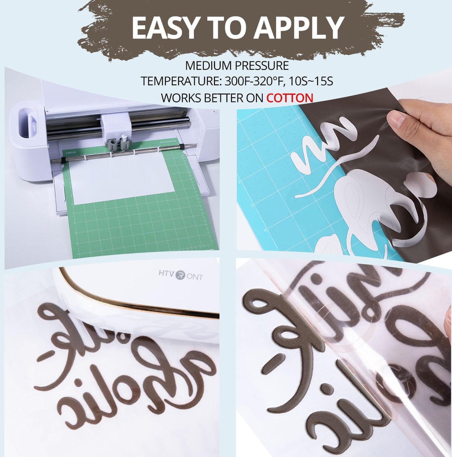 HTVRONT Puff Vinyl Heat Transfer -10" x 6ft Coffee 3D Puff Heat Transfer Vinyl for T-Shirt- Puff Htv Vinyl for Compatible with Cricut Cutting Machine-Easy Cut/Weed