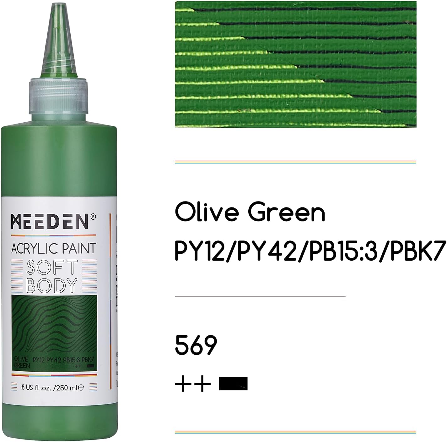MEEDEN Olive Green Acrylic Paint: Matte Finish 250ml/8.45oz Soft Body Bulk Acrylic Colors in Ergonomic Bottle - Fluid Flow Art Paints for Artists Canvas Painting