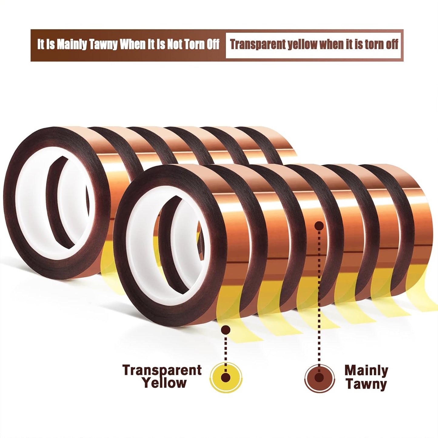 12 Rolls 10mm x16m(52FT) Heat Tape High Temperature Heat Resistant Tape Heat Transfer Tape for Heat Sublimation Press Vinyl,No Residue