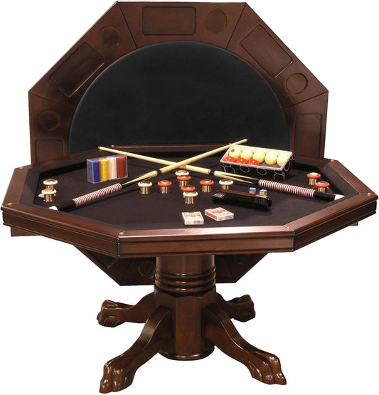 Combination 3 in 1 Poker/Game Table (Mahogany Finish)