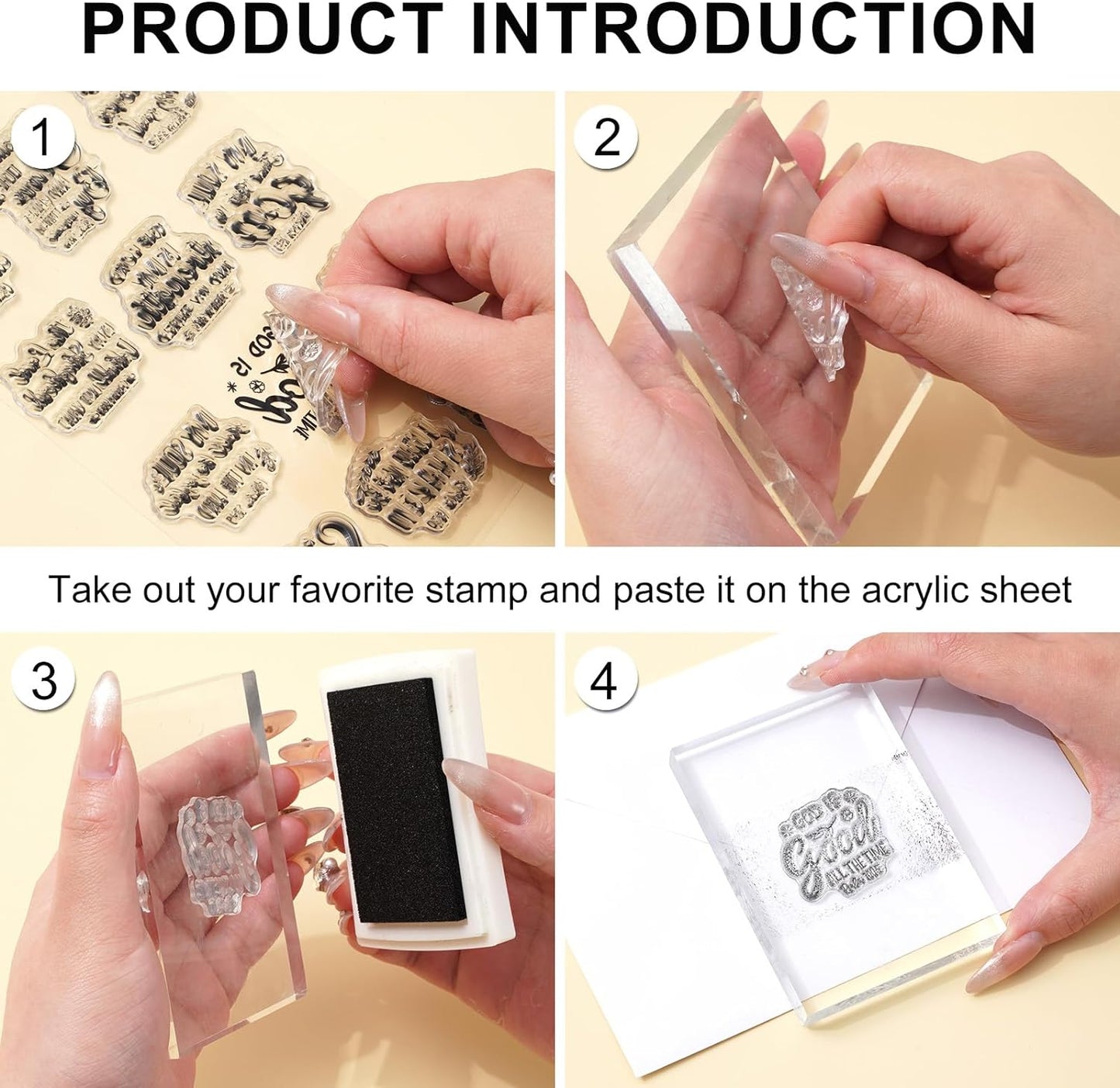 Whaline 4 Sheet Bible Verse Words Clear Stamps Christian God Jesus Silicone Transparent Stamps Border Stamp Cards for DIY Craft Card Making Scrapbooking Embossing Album Decor