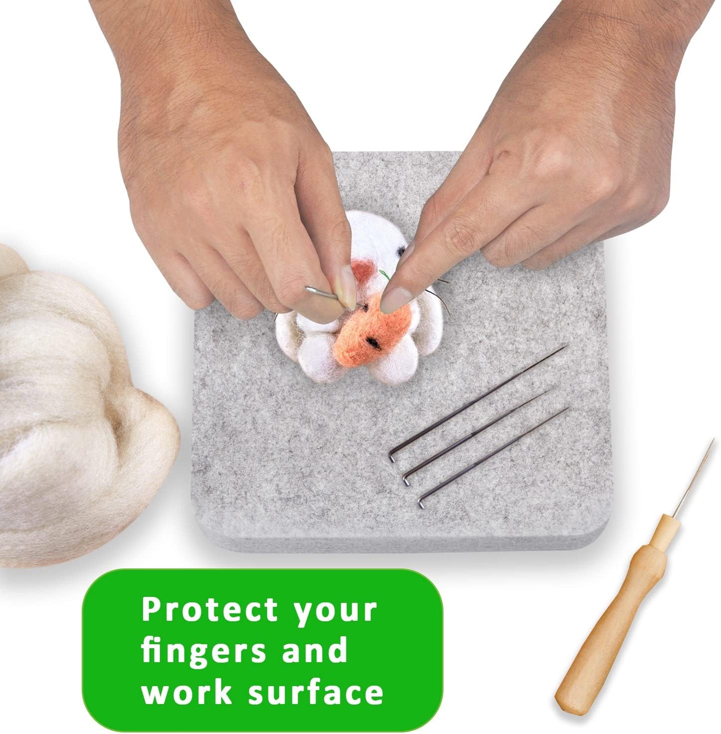 FCENDS Needle Felting Mat, 100% Natural Wool Needled Felting Pad, 6x6x1 inch Eco-Friendly Felting Block, Thick and Firm (6"x6")