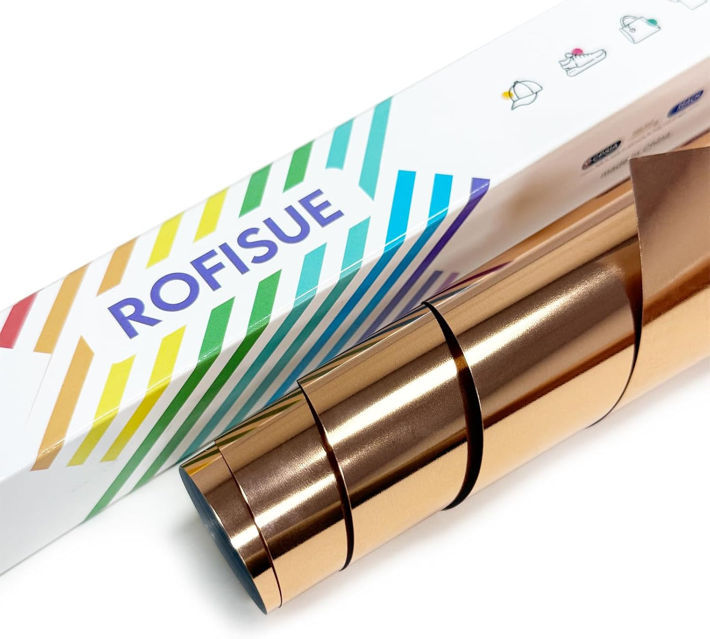 Heat Transfer Vinyl Metallic Rose Gold Foil 12"*6Ft Bundle Chrome HTV Pack in Vibrant Colors for Stunning T-Shirt Designs! Perfect for DIY Heat Transfer Vinyl (Rose Gold, 12Inch*6Ft)