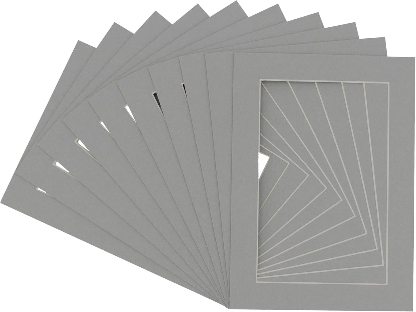 11x14 Mat for 8.5x11 Photo - Precut Mid Grey Picture Matboard for Frames 11 x 14 Inches - Bevel Cut Matte to Display Art 8.5 x 11 Inches - Acid Free Pack of 25 MATS with Backing Boards & Clear Bags