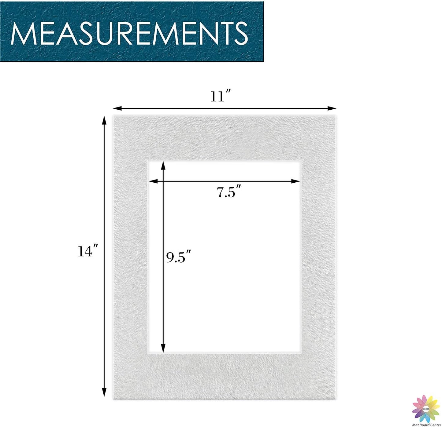 Mat Board Center, Pack of 10, 11x14 Silver Color Mats for 8x10 Pictures, Photos- Bevel Cut, Acid Free, 4-ply Thickness, White Core
