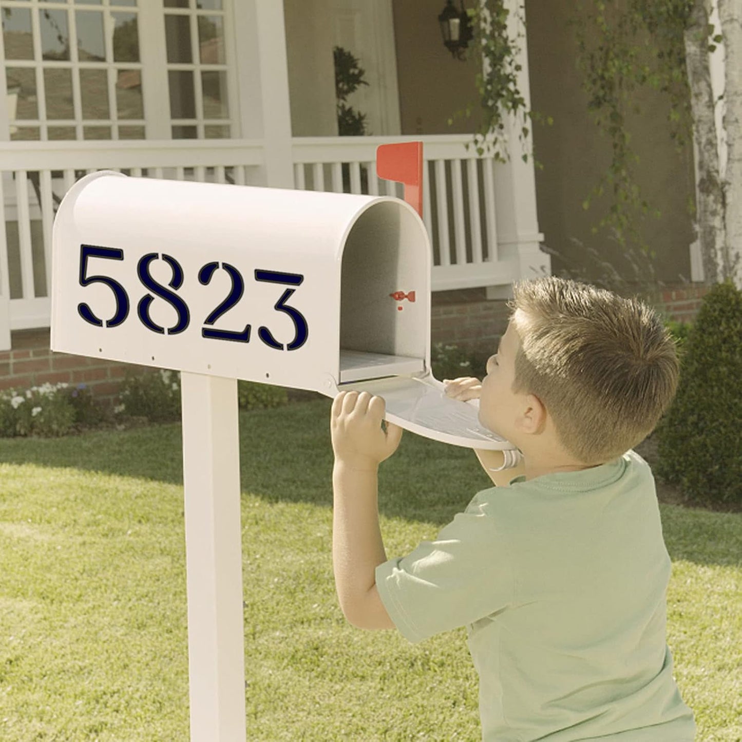 YEAJON 4 Inch Curb Stencil Kit 0-9 Address Number Stencils, 20Pcs Reusable 14 Mil Mylar Plastic Templates for Painting on Road, Wall, Wood, Mailbox