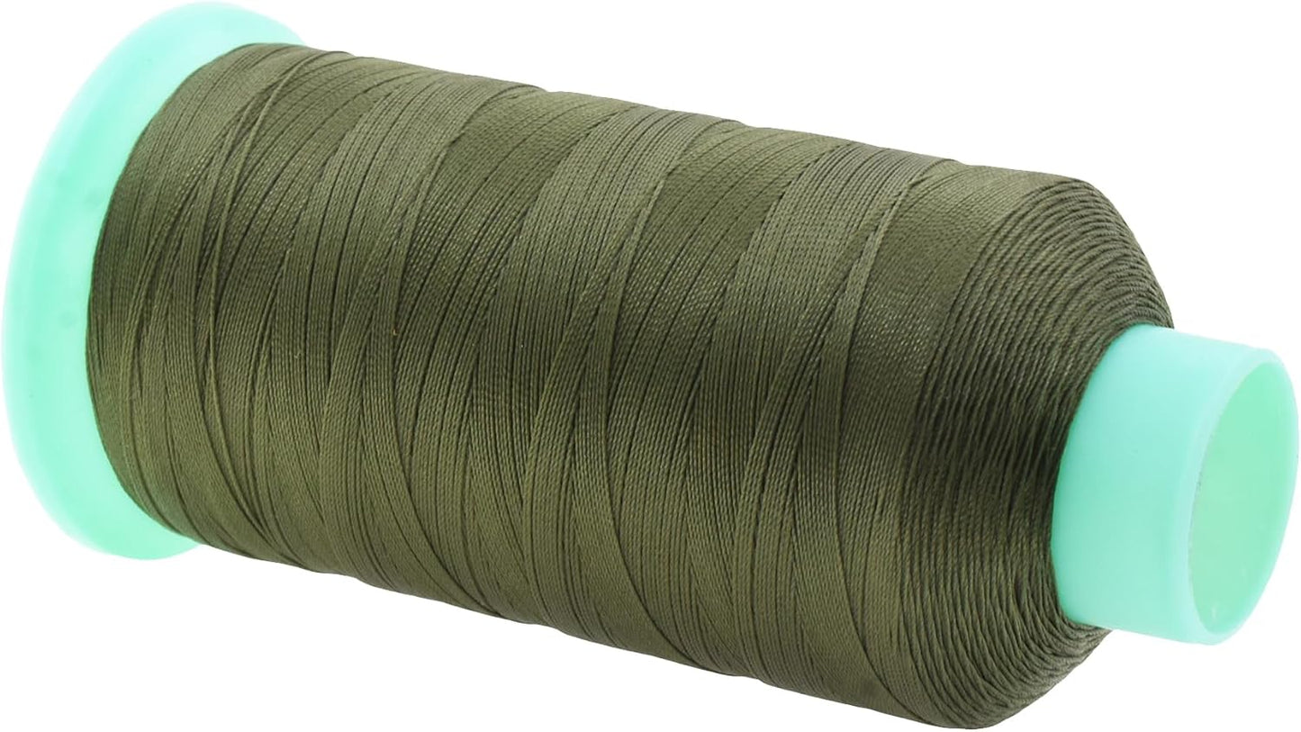 Mandala Crafts Bonded Nylon Thread - Olive Drab Heavy Duty Sewing Threads - 1100 YDs Size 92 280D T90 Tex 90 for Leather, Jeans, Weaving, Outdoor, Marine, Upholstery