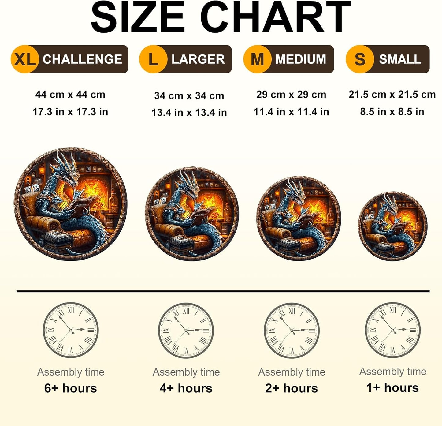 KAAYEE Wooden Puzzles for Adults, 3D Visual Effect Dragon Family Night Reading Wooden Jigsaw Puzzle Unique Shape Wood Puzzle Adult, 3D Effect Flat Puzzle Birthday Family Games (S-8.5 * 8.5 in-95pcs)