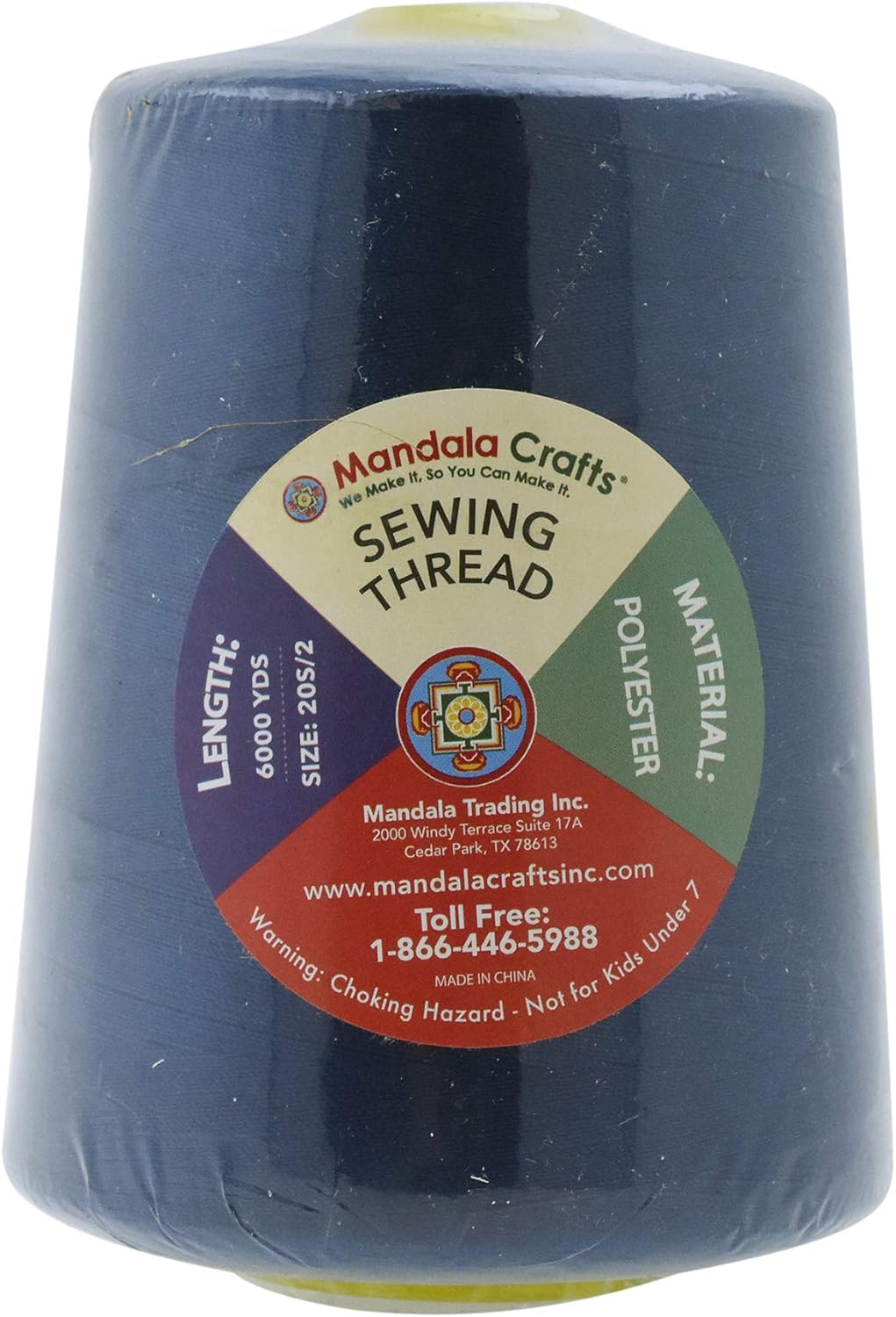 Mandala Crafts 4 Pack of Serger Threads Cones Spools - 20S/2 24000 Yards Polyester Navy Blue Threads for Sergers Machine and Overlock Quilting Sewing Machine