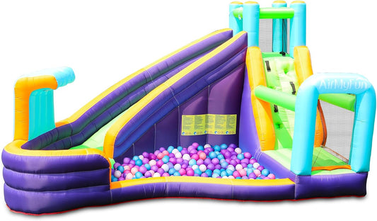 AirMyFun Inflatable Waterslide, Water Bounce House for Wet and Dry, Kids Bouncy House Water Park with Air Blower, Water Spray, Splash Pool, A83021