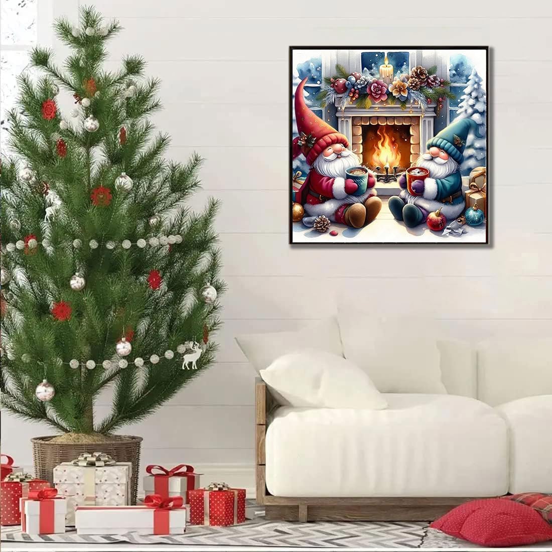 Christmas Stamped Cross Stitch Kits - Christmas Gnome Counted Cross Stitch Kits for Beginners Adults Needlepoint Cross-Stitch Patterns Dimensions Needlecrafts Embroidery Kits Arts and Crafts