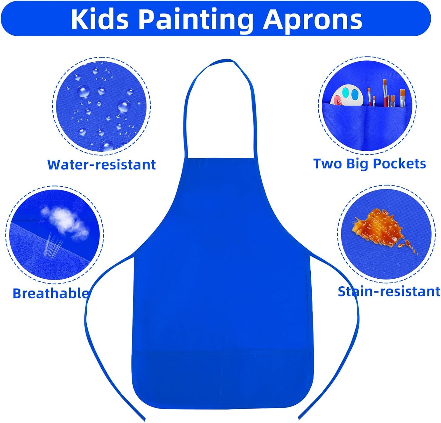 CHRORINE 6/12/24 Pack Kids Painting Apron Toddler Art Aprons for Kids Paint Apron Smock for Painting Cooking Craft Activity
