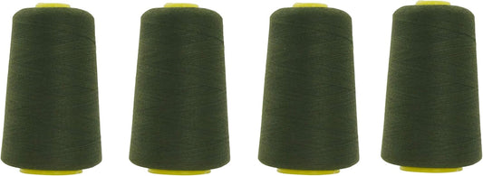 Mandala Crafts 4 Pack of Serger Threads Cones Spools - 40S/2 24000 Yards Polyester Olive Green Threads for Sergers Machine and Overlock Quilting Sewing Machine