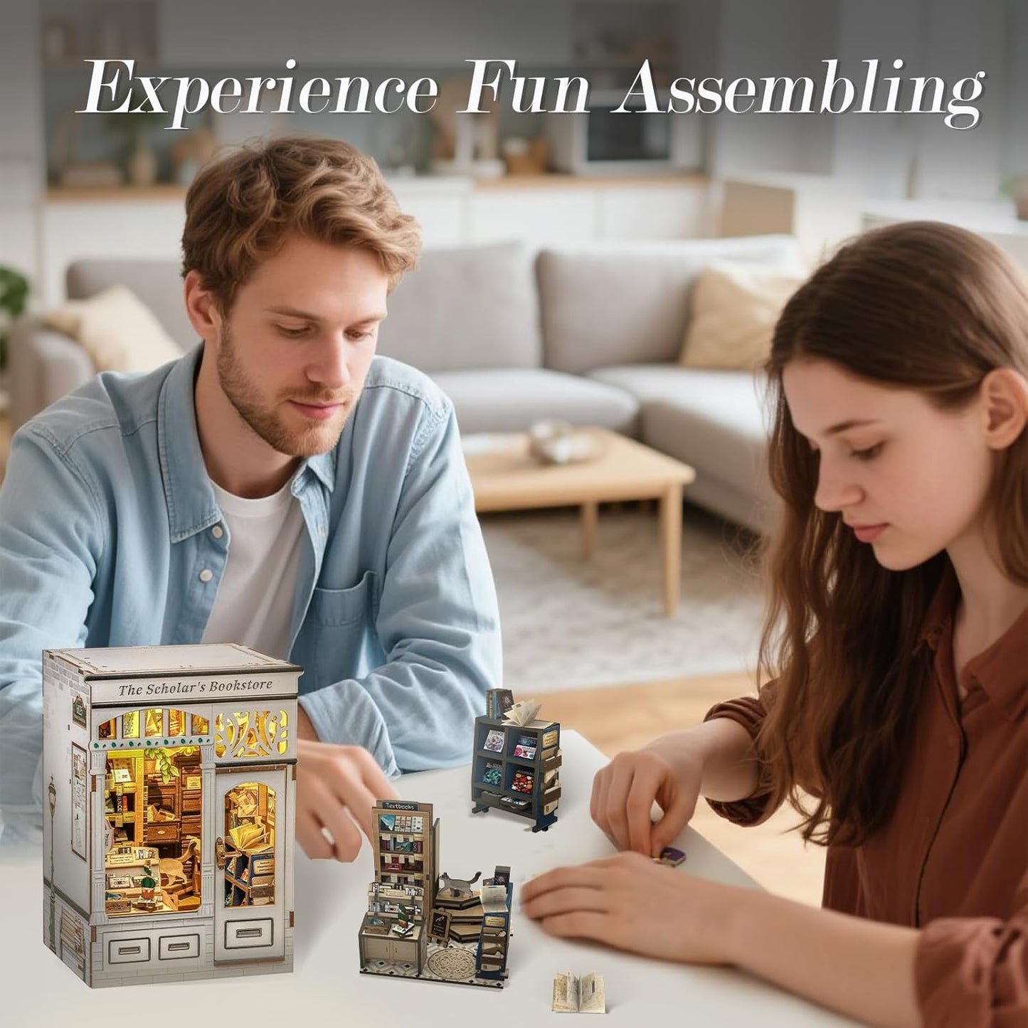 CUTEBEE Book Nook Kit - DIY Miniature House Dollhouse Kit for Adults and Teens, Booknook Tiny House Bookshelf Decor 3D Wooden Puzzle, Gifts for Family, Friends (The Scholar's Bookstore)