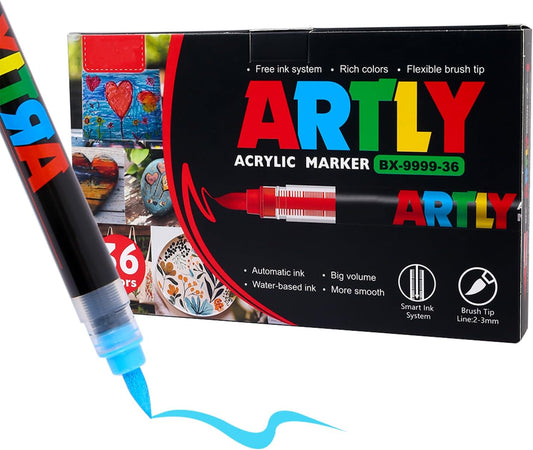 Acrylic Paint Markers, Acrylic Paint Pens, Fabric Markers for Textile, Rock, Glass, Wood, Paper, Ceramic, Canvas DIY Art Supplies Kit for Kids and Adults (36)