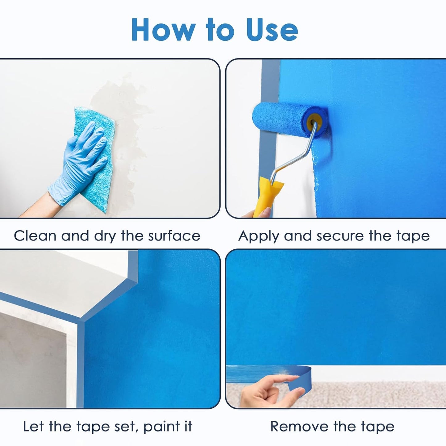 Blue Painters Tape 1.5 Inch Bulk, 32 Roll Painting Tape Blue Masking for Painting Wall DIY Edge, Paint 1.41 Inch 55 Yards X 32 Rolls 1760 Total Yards