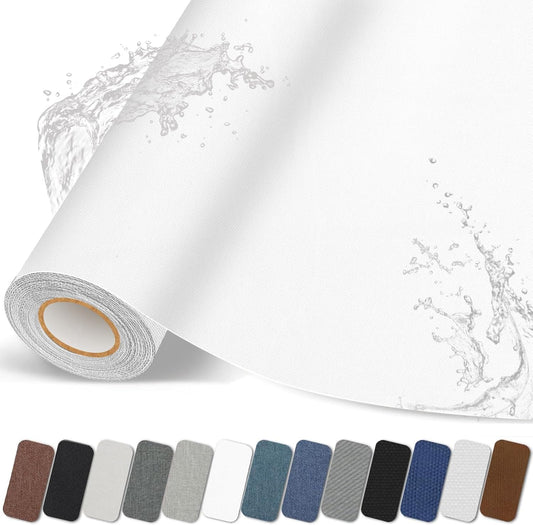 Fabric Repair Patches, Linen Self-Adhesive Fabric Repair Tape, Strong Sticky Linen Patch for Sofas, Tote Bags, Clothing, Car Seats, Furniture（White, 3.5X79 inch）